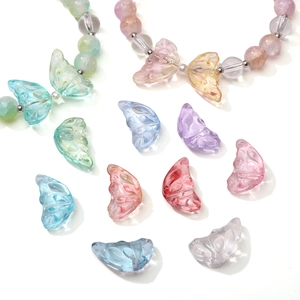 Macaron color gradient glass butterfly wing beads for DIY jewelry and necklace crafts