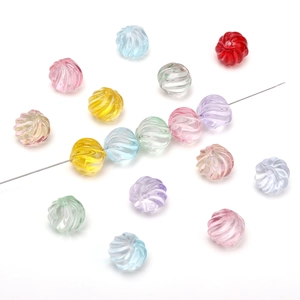 Colorful 12mm ribbed glass beads in candy tones for DIY necklace and bracelet jewelry making