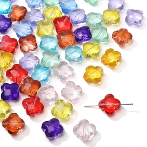 Perline colorate a quadrifoglio in vetro con foro per gioielli fai da te e artigianato