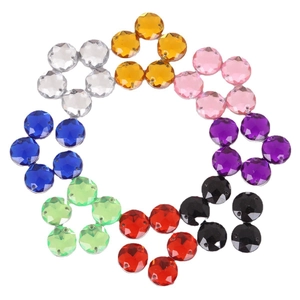 Kleurrijke 6-20 mm ronde acryl naai naai-steentjes met dubbele gaten voor DIY kledingaccessoires