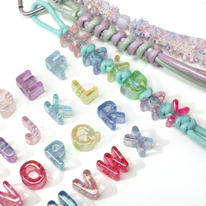 Colorful translucent acrylic alphabet beads with aurora finish for DIY jewelry crafts