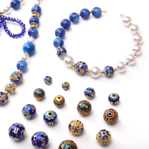 Vintage Alloy Cloisonne Beads Ethnic Style Enamel Spacer Beads For DIY Jewelry Making Bracelet Necklace Auspicious Beads