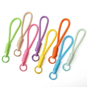 Colorful polyester paracord keychains in 8 vibrant shades with spring ring detail
