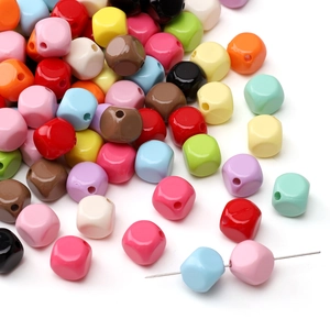 Colorful acrylic cube beads with faceted edges for DIY handmade jewelry crafting