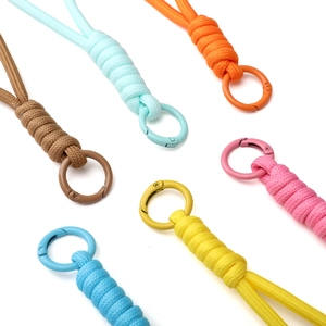 Handmade paracord keychain set with colorful polyester ropes and metal spring buckles