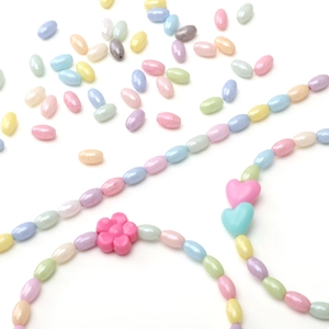 DIY colorful cream glass bead kit with macaron rice beads and heart flower pendants