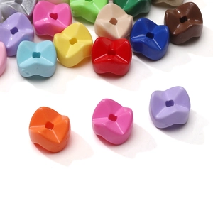 Colorful acrylic bow and square gear beads with center holes for DIY jewelry making