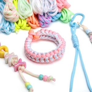 Luminous 7-strand nylon paracord and handmade DIY woven bracelets in pastel colors
