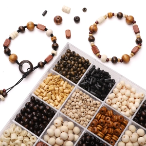 20pcs dark minimalist wood beads set with storage box for DIY jewelry making