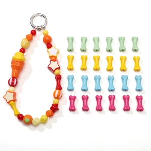 Detailed set of colorful bone beads and star pendants for DIY acrylic jewelry making