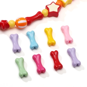 Colorful bone-shaped acrylic beads for DIY jewelry making and handmade bracelet crafts