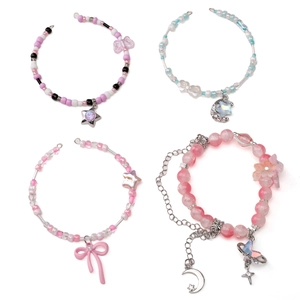 DIY jewelry kit with heart, butterfly and moon alloy pendants for handmade bracelets