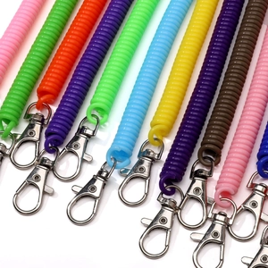 Colorful plastic spring coil keychains with durable metal lobster clasps for DIY accessories