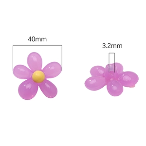 Translucent purple flower acrylic bead for DIY jewelry making with 40mm diameter size
