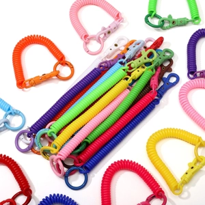 Colorful plastic spiral spring keychain set with durable swivel lobster clasps