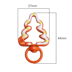 Orange Christmas tree alloy lobster clasp with dimensions 44mm by 27mm for DIY keychains