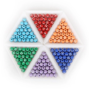 Colorful 8mm acrylic beads with rhinestones in trays for DIY jewelry making