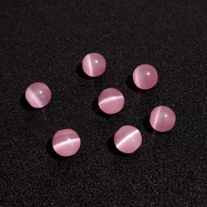 Perles rondes en œil de chat rose de qualité A pour la création de bijoux DIY