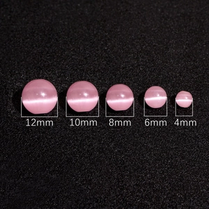 Perles rondes en œil de chat rose pour la création de bijoux DIY de 4mm à 12mm