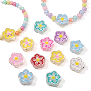 Cuentas de flores de acrílico de 20mm para joyería hecha a mano y llaveros de bricolaje