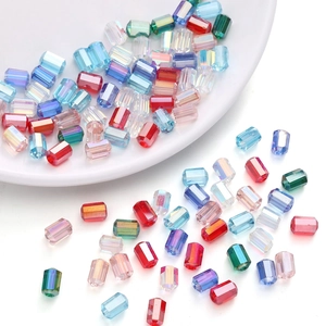 Faceted rectangular crystal glass beads for DIY jewelry making in multi-color AB finish