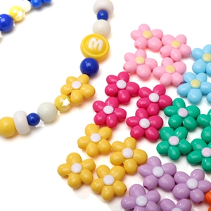Colorful acrylic five-petal flower beads and round alphabet beads for DIY jewelry making