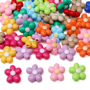 Colorful acrylic five-petal flower beads set for DIY handmade jewelry making