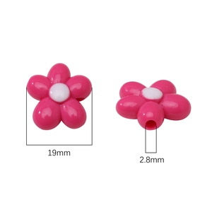 Pink 19mm acrylic flower beads with 2.8mm hole for DIY handmade jewelry crafts