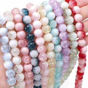 Rainbow mix of 8-10mm crackle glass beads for DIY jewelry making handmade crafts