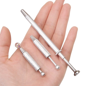 Lot de trois outils de ramassage en acier inoxydable pour perles et pierres précieuses