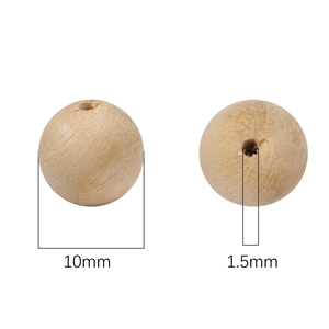Natural 10mm round wooden beads with 1.5mm hole for DIY handmade jewelry crafts