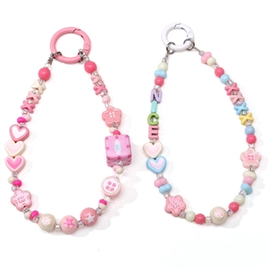 Catene di perle in acrilico fai-da-te color macaron con ciondoli a forma di fiori e cuori
