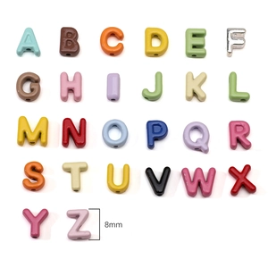 Colorful 8mm alloy alphabet beads set A-Z for DIY jewelry and phone chain making