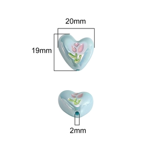 Lichtblauwe hartvormige tulpenkralen 20mm voor het maken van DIY sieraden en handwerk