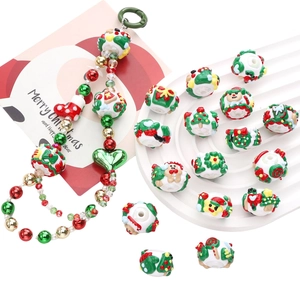 Perles de Noël en Acrylique Peintes à la Main pour Fabrication de Bijoux DIY Bonhomme de Neige Étoile Décoration Festive