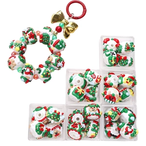 Kit de perles de Noël DIY en acrylique 16mm avec décorations festives pour porte-clés