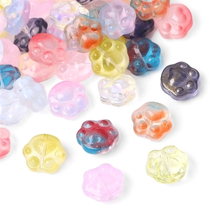 Colorful bear paw glass beads for DIY bracelet jewelry making in multiple vibrant colors