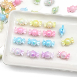 Perles en acrylique en forme de bonbon macaron pour fabrication de bijoux DIY