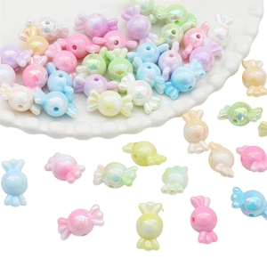Perles de bonbons en acrylique dégradé coloré pour bijoux DIY dans un bol en céramique