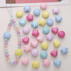 Perline colorate a forma di stella e cuore con faccina sorridente per gioielli fai da te