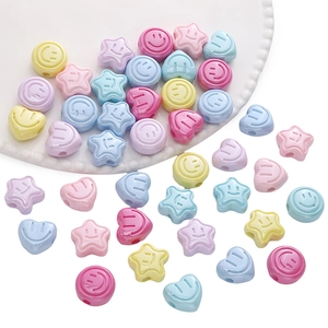 Perline in acrilico macaron con sorriso a forma di cuore, stella e tondo per gioielli fai-da-te
