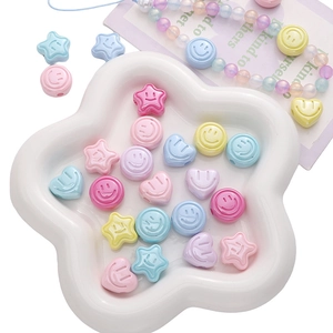 Perline colorate a sorriso in acrilico a forma di cuore e stella per gioielli fai-da-te