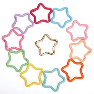 Porte-clés en alliage en forme d'étoile avec diverses finitions laquées pour travaux DIY