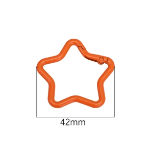 Mousqueton étoile en métal orange de 42mm pour porte-clés et accessoires