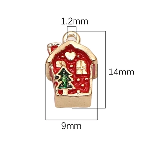 Detailansicht eines 14x9mm roten Weihnachts-Anhängers mit Maßangaben für DIY