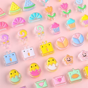 Assorted colorful acrylic cartoon charms for DIY phone chains and craft jewelry making