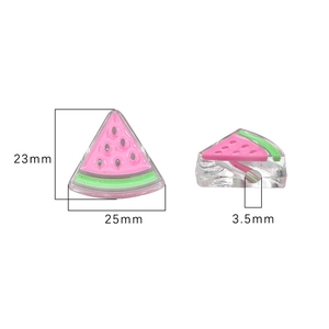Watermelon slice resin beads for DIY jewelry with size markings and clear texture