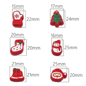 Christmas acrylic DIY beads set including Santa, Snowman and Tree charms with dimensions