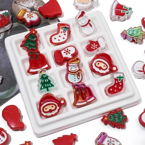 Colorful acrylic Christmas beads set with Santa, snowmen and tree for DIY jewelry