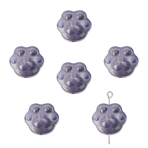 DIY purple cat paw glass beads with glitter finish for handmade jewelry making